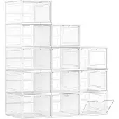 Songmics Doorzichtige schoenenorganisatoren met deur, Wit / 12