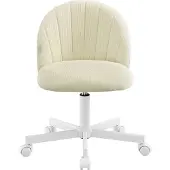 Songmics Kaptafelstoel - Bureaustoel - Kortpolig pluche oppervlak - Beige