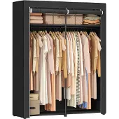 Songmics Opvouwbare kledingkast met 2 kledingroedes, Zwart