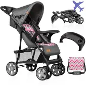 Lionelo Emma kinderwagen. Kleine, inklapbare kinderwagen met verstelbare ligstand. Roze