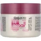 Salerm Cosmetics Hi Repair Mask, 250 ml, voor dames, beschadigd haar, geschikt voor alle kleuren, hydraterend, hydraterend, herstellend, glanzend, verzachtend, verpakking