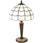 Clayre & Eef Tiffany tafellamp Wiebke, brons / oud-messing, Woon-/ Eetkamer, Glas, Tiffany, tafellamp