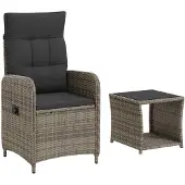 vidaXL Tuin loungeset 2 st Grijs en Donkergrijs Poly Riet en Glas