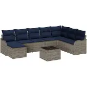 vidaXL Tuinbank Set Grijs poly rattan