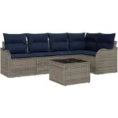 vidaXL Tuinset met loungebank, grijs, van polyrotan