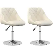 vidaXL Eetkamerstoelen draaibaar 2 st fluweel crèmekleurig