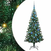 vidaXL Kunststof Voorverlichte Kerstboom Groen 150 cm PVC en Metalen