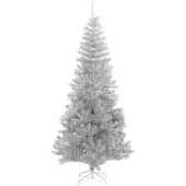 Syfax Kunstkerstboom met voet, zilverkleurig, 210 cm, gemaakt van PET