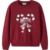 Name it Sweatshirt 'NKFVERTRUD' eosine / donkerrood / wit