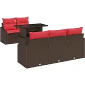 vidaXL Tuinbank Set 6 st 5-Aantal zitplaatsen Bruin en Rood