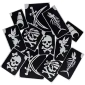 Superstar Glitter tattoo's sjablonen | 12 stuks | superstar | piraten (zwart en wit)