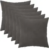 vidaXL Kussensloop 6 st HEERLEN Donkergrijs 35 x 35 cm fluweel