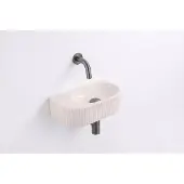 Qeramiq Fuente fonteinset – halfrond – 40x22x12 cm – zonder kraangat – kraan gunmetal – geribbeld SW1449882/SW767288/SW767297/SW1108831