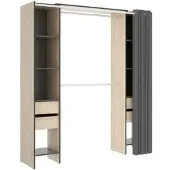 Dmora Olaf - Grote Kledingkast, 180x205h cm Bruin Eiken, Kledingstang