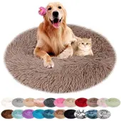 Sonstiges Hondenbed, rond, met pluche, wasbaar, beige, 70 cm