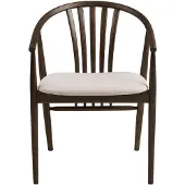 Ebuy24 Asti eetkamerstoel met armleuningen, gerookt eiken, zandkleurige stof.