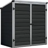 Palram -Canopia metalen opbergbox, afvalcontainerbox "Voyager" met dubbele deur, 90 x 139 x 146 cm, zwart