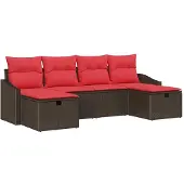 vidaXL Tuinbank Set 6 st poly rattan