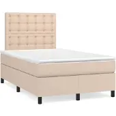 vidaXL Boxspring met matras kunstleer cappuccinokleurig 120x190 cm