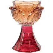 Clayre & Eef Waxinelichthouder Ø 7x10 cm Oranje Glas