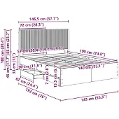 vidaXL Bedframe met opbergruimte en hoofdeinde, betonkleur, 140 x 190 cm