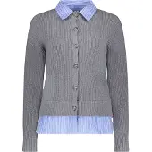 Geisha 64514-10 900 cadigan with stripe grey melange/blue-white stripe