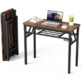 Merkloos Inklapbaar bureau 100x50 cm, donkerbruin hout, voor thuiswerk