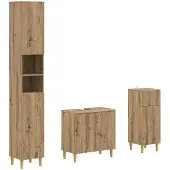 vidaXL 3-delig badkamerkast set DELFT Artisanaal eiken Bewerkt hout
