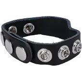 Doc Johnson The Leather 5 Snap - Leather Cockring black