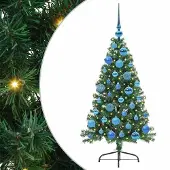 vidaXL - Kunststof - Voorverlichte - Kerstboom - met - 150 - LED - Groen - 120 - cm - PVC