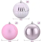 vidaXL Kerstbalset XL 9 st Roze Ø 15 cm Kunststof