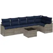 vidaXL Tuinset met loungebank, grijs, van polyrotan