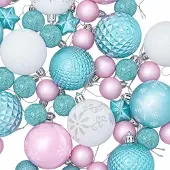 vidaXL Kerstballenset 88 st Turkoois, roze en wit Ø 6 cm Kunststof