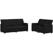 vidaXL Bankstel 2 pcs Zwart Kunstleer