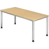 Hammerbacher H-Serie VHS Hoogteverstelbaar Bureau Rechthoekig Ahorn 4 metalen poten 1,800 (B) x 800 (D) x 810 (H) mm Spaanplaat, Staal