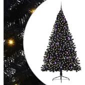 vidaXL Kunststof Voorverlichte Kerstboom met 300 LED Zwart 240 cm PVC
