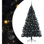 vidaXL Kunststof Voorverlichte Kerstboom met 300 LED Zwart 240 cm PVC