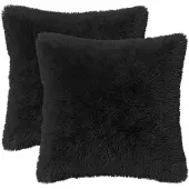 vidaXL Kussensloop 2 st HEERLEN Zwart 45 x 45 cm PV Fleece