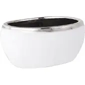 Polnix Decoratieve bloempot Moon 27x17x13cm keramiek/wit/zilver