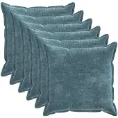 vidaXL Kussensloop 6 st HOUTEN Blauw 70 x 70 cm Chenille Stof