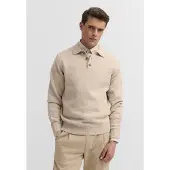 Bugatti Herren Poloshirt van wolmix met lange mouwen