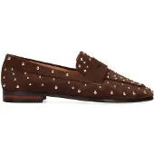 Manfield Donkerbruine suède loafers met studs | Maat 38
