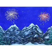 My Village Achtergrond Canvas LED Vuurwerk 76X56 cm kerst