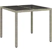 vidaXL Tuintafel, grijs, 90 x 90 x 75 cm, polyrotan