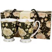 Duo Set van 2 Royal English Roses Black Mokken - Gouden Lijn