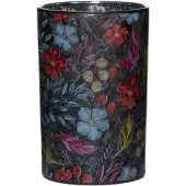 Mars & More Theelichthouder Sandy bloemen zwart groot 18cm