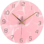 Merkloos Unieke wandklok - Roze print met transparant ontwerp