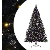 vidaXL Kunststof Voorverlichte Kerstboom met 300 LED Zwart 210 cm PVC