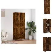 vidaXL Hoge kast 69,5x34x180 cm bewerkt hout gerookt eikenkleurig