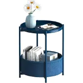 Merkloos Bijzettafel rond 50 cm, blauw, voor tuin
